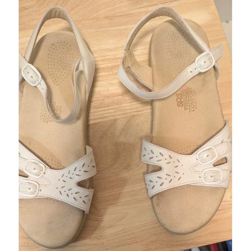 SAS Duo Tripad Comfort Sandals Womens 9M White Cutout Comfort Casual Ankle Strap